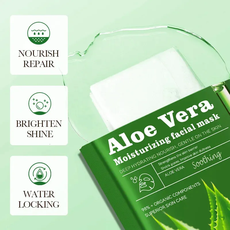 SADOER Aloe Vera Moisturizing Facial Mask (5 Piece) - Image 3